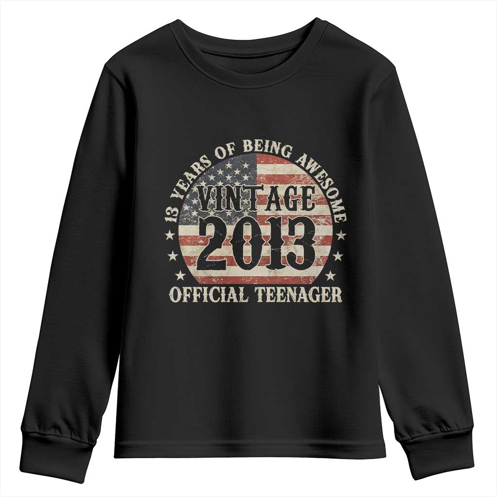 13th Birthday 2026 Youth Sweatshirt Vintage 2013 Official Teenager 13 Years Of Being Awesome TS11 Black Print Your Wear