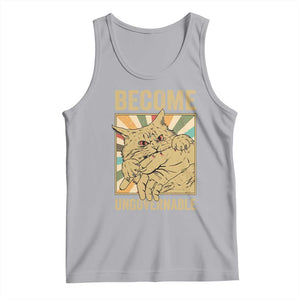 Become Ungovernable Cat Tank Top Funny Retro Cat Bite Horror Anime TS11 Athletic Heather Print Your Wear