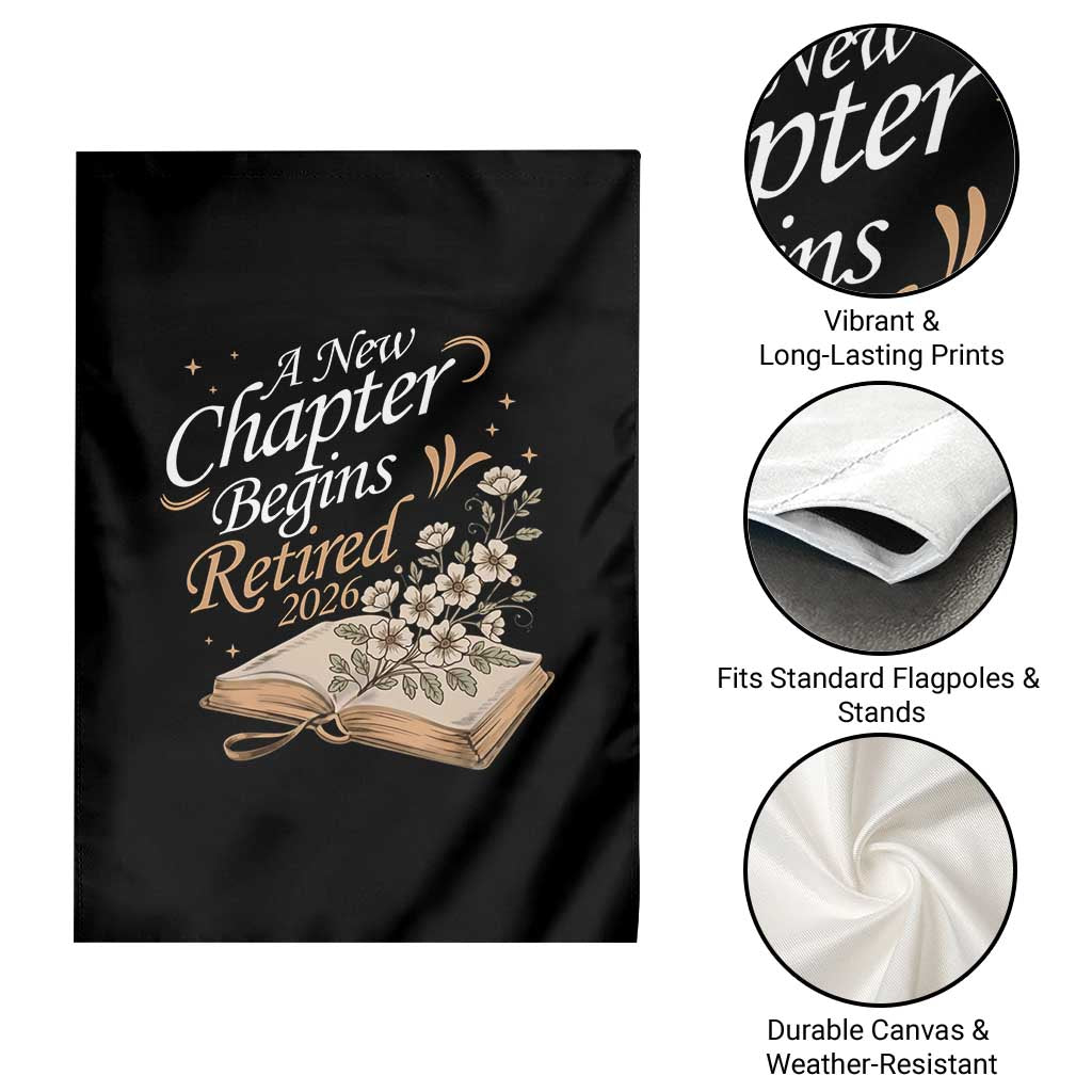 A New Chapter Begins Retired 2026 Garden Flag Retired Teacher Floral Book TS11 Print Your Wear