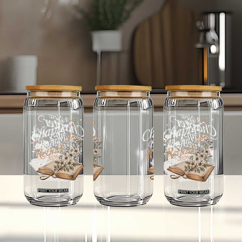 A New Chapter Begins Retired 2026 Glass Can Retired Teacher Floral Book TS11 Print Your Wear