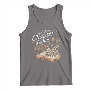 A New Chapter Begins Retired 2026 Tank Top Retired Teacher Floral Book TS11 Deep Heather Print Your Wear