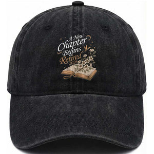 A New Chapter Begins Retired 2026 Washed Cotton Baseball Cap Retired Teacher Floral Book TS11 Print Your Wear
