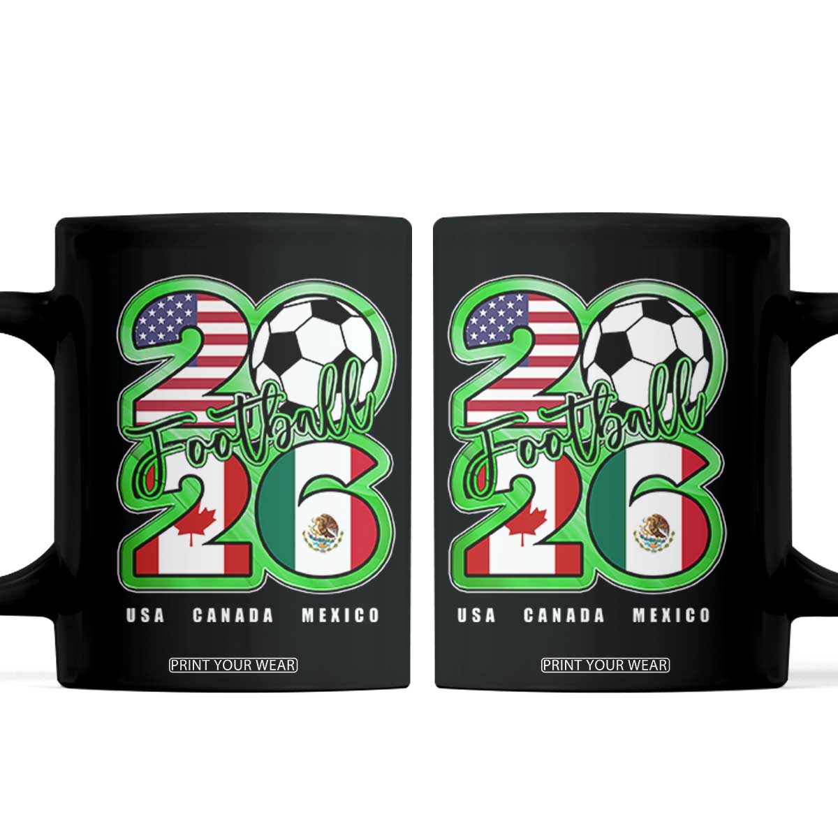 Soccer Football Lover Coffee Mug USA Canada Mexico Pride 26 TS11 Black Print Your Wear