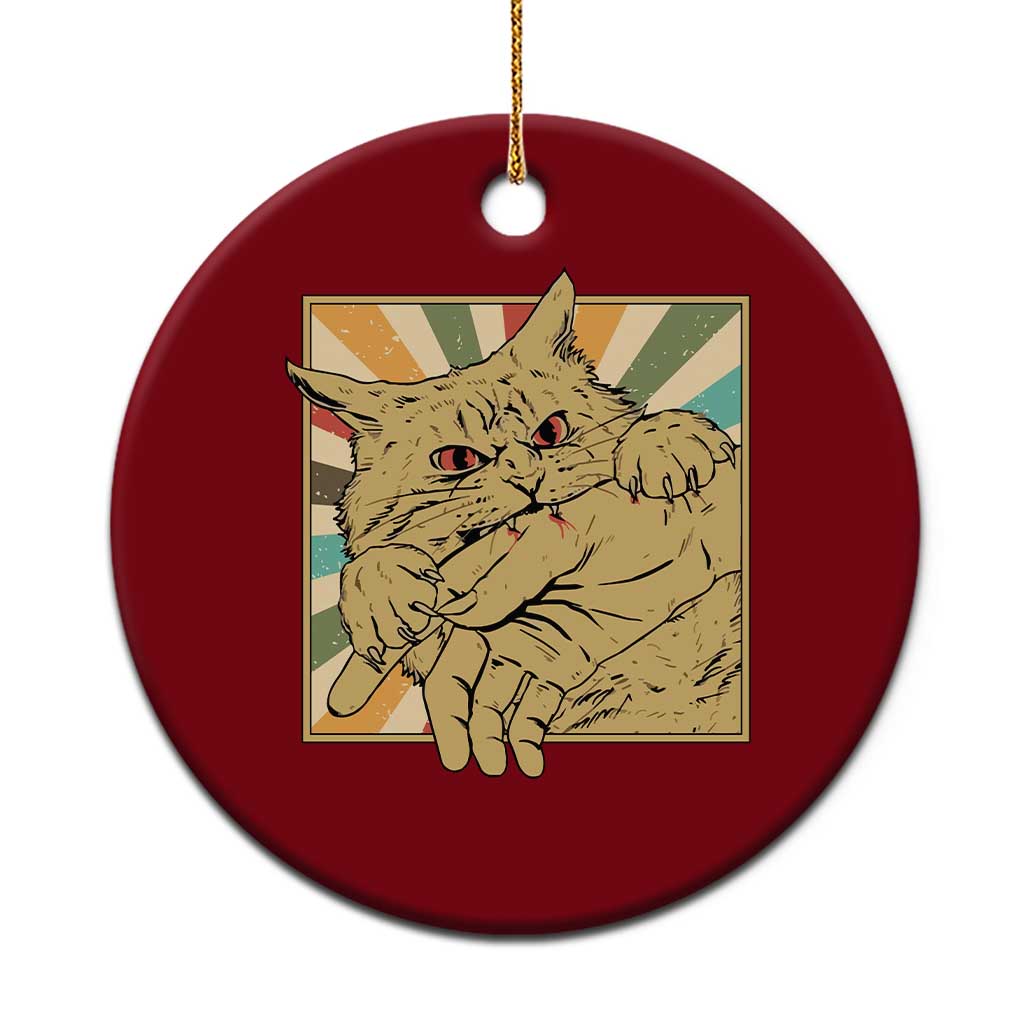 Funny Cat Bite Horror Anime Crazy Kitten Japanese Ceramic Ornament TS11 1pc Red Print Your Wear