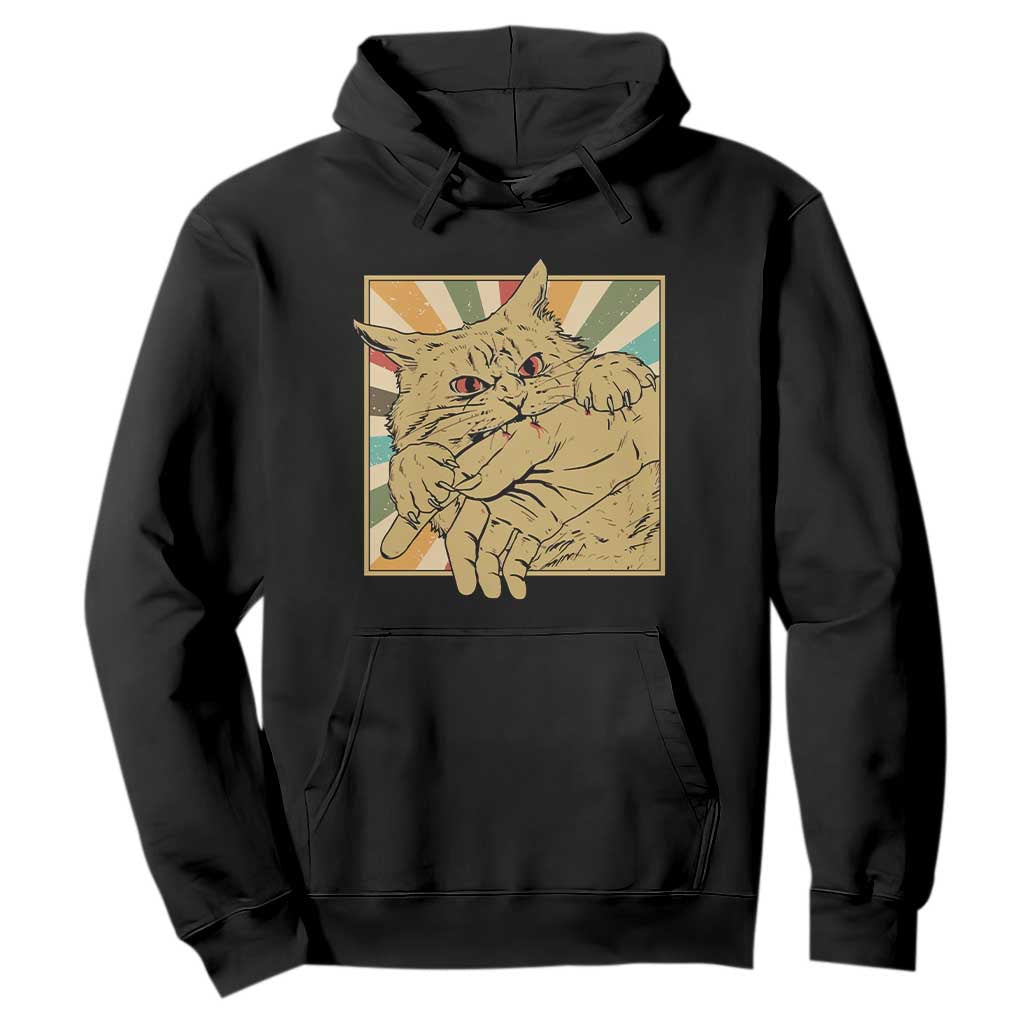 Funny Cat Bite Horror Anime Crazy Kitten Japanese Hoodie TS11 Black Print Your Wear