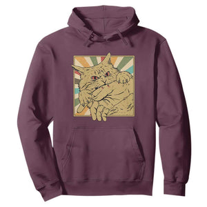 Funny Cat Bite Horror Anime Crazy Kitten Japanese Hoodie TS11 Maroon Print Your Wear
