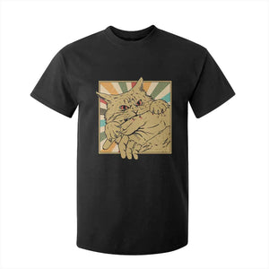 Funny Cat Bite Horror Anime Crazy Kitten Japanese T Shirt For Kid TS11 Black Print Your Wear
