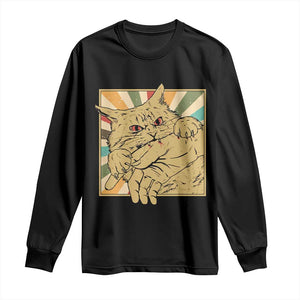 Funny Cat Bite Horror Anime Crazy Kitten Japanese Long Sleeve Shirt TS11 Black Print Your Wear