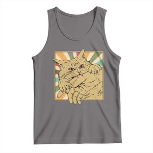 Funny Cat Bite Horror Anime Crazy Kitten Japanese Tank Top TS11 Deep Heather Print Your Wear