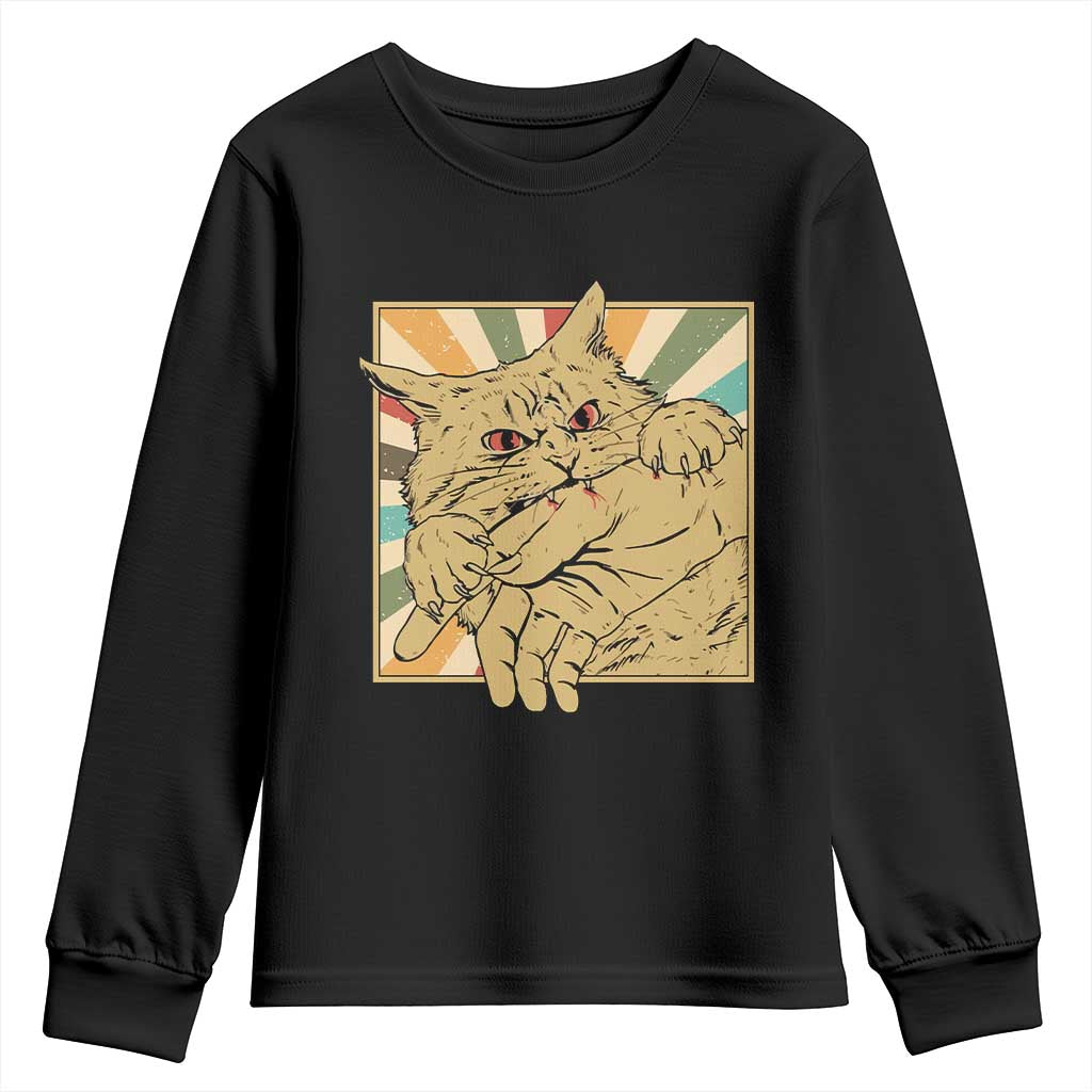 Funny Cat Bite Horror Anime Crazy Kitten Japanese Youth Sweatshirt TS11 Black Print Your Wear