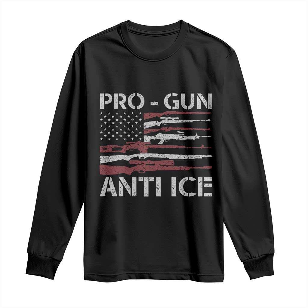 Pro Gun Anti Ice Long Sleeve Shirt Vintage American Flag 2nd Amendment Support TS11 Black Print Your Wear