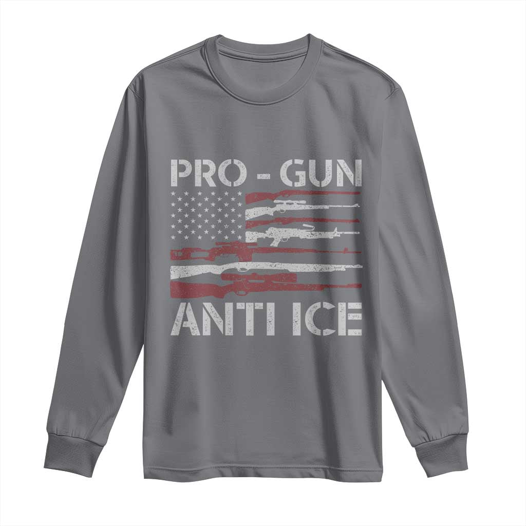 Pro Gun Anti Ice Long Sleeve Shirt Vintage American Flag 2nd Amendment Support TS11 Charcoal Print Your Wear