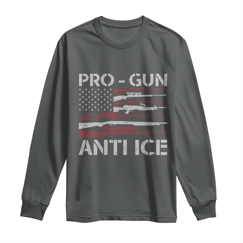 Pro Gun Anti Ice Long Sleeve Shirt Vintage American Flag 2nd Amendment Support TS11 Dark Heather Print Your Wear