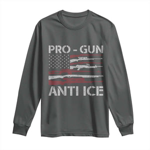 Pro Gun Anti Ice Long Sleeve Shirt Vintage American Flag 2nd Amendment Support TS11 Dark Heather Print Your Wear