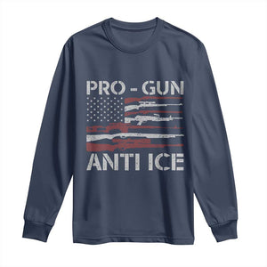 Pro Gun Anti Ice Long Sleeve Shirt Vintage American Flag 2nd Amendment Support TS11 Navy Print Your Wear