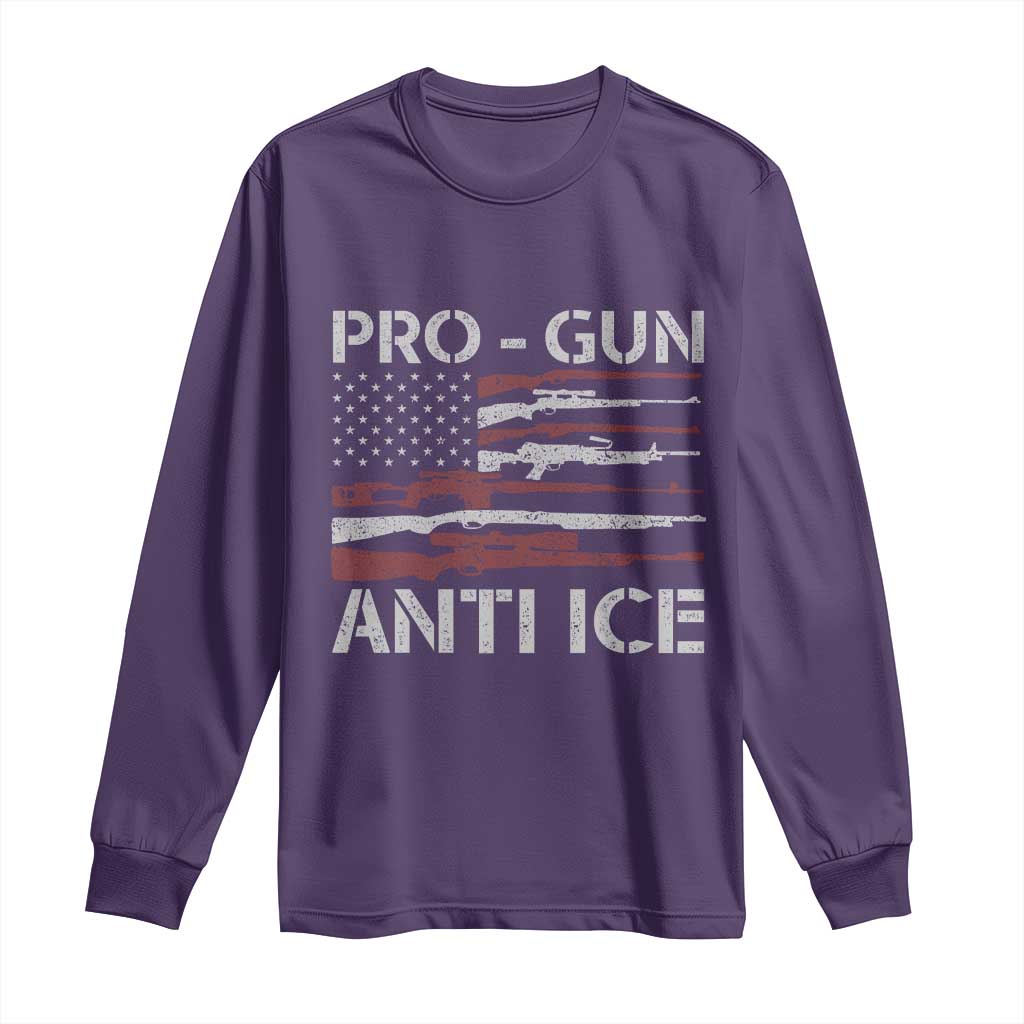 Pro Gun Anti Ice Long Sleeve Shirt Vintage American Flag 2nd Amendment Support TS11 Purple Print Your Wear