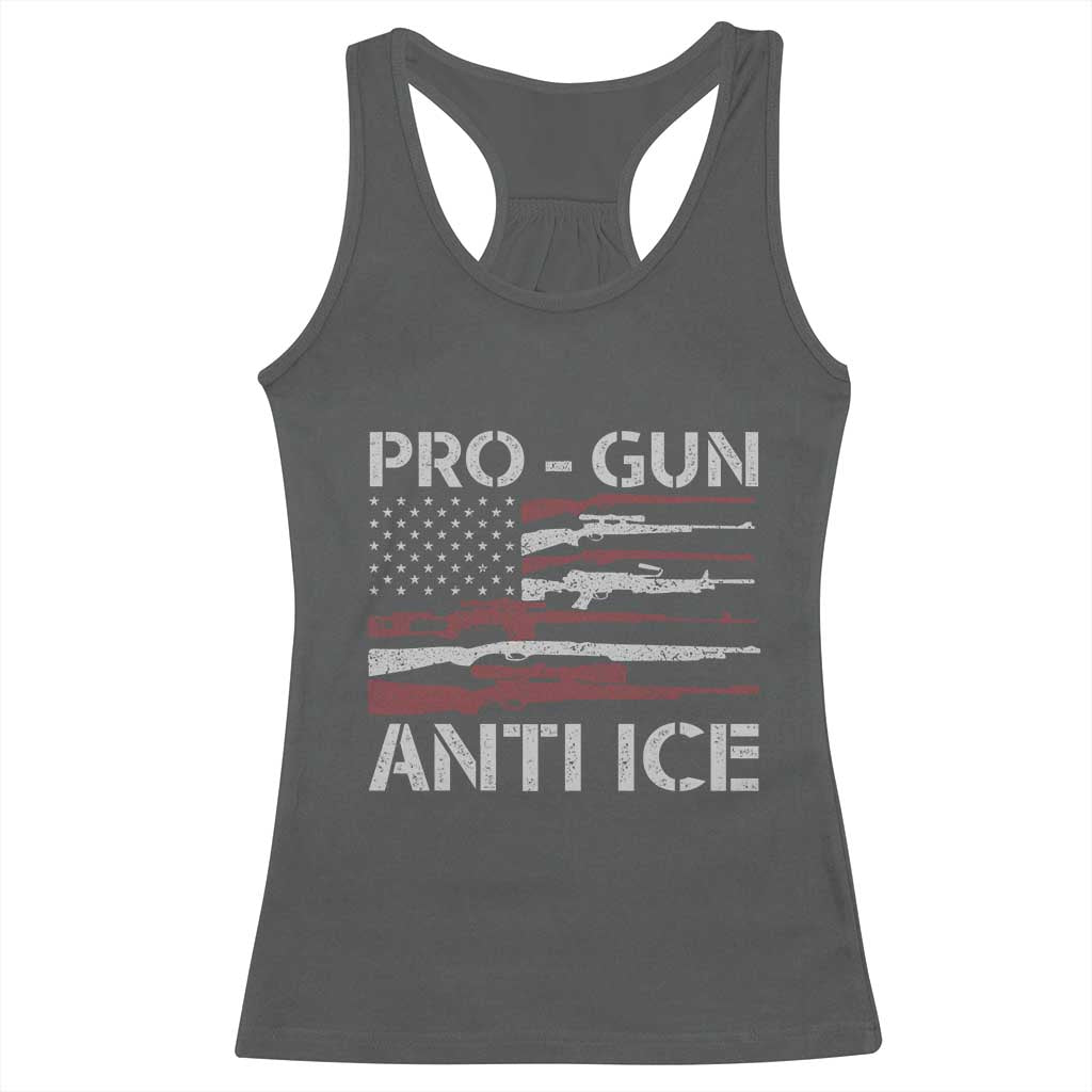 Pro Gun Anti Ice Racerback Tank Top Vintage American Flag 2nd Amendment Support TS11 Dark Heather Print Your Wear