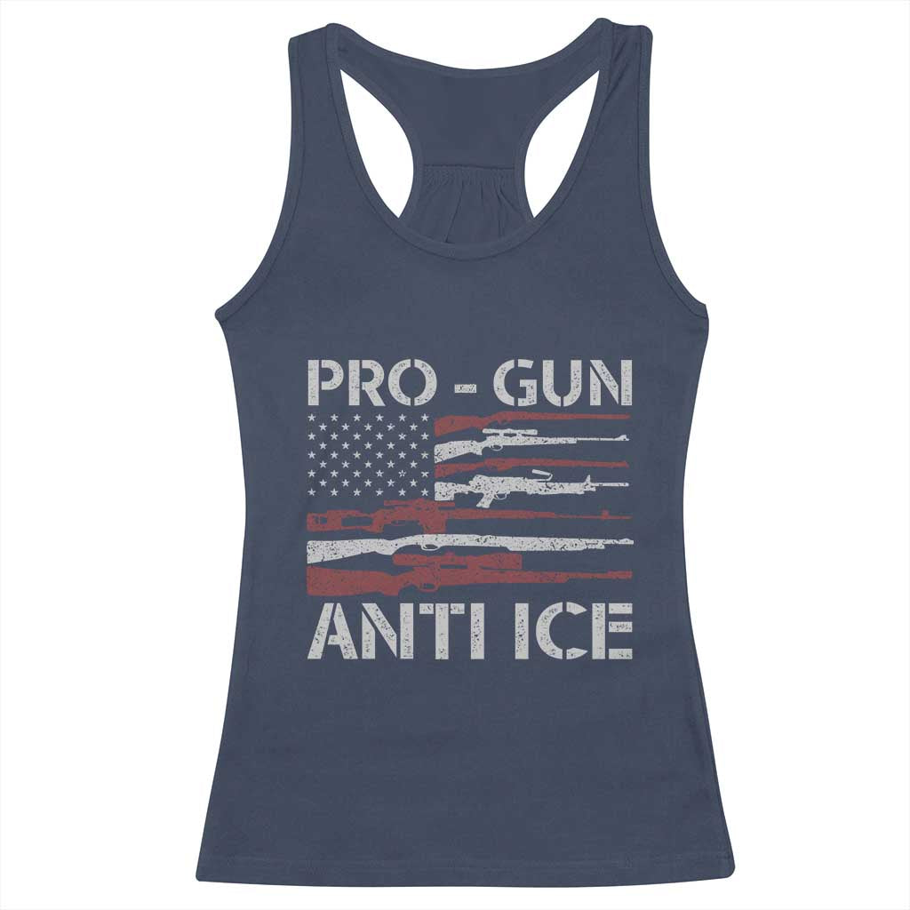 Pro Gun Anti Ice Racerback Tank Top Vintage American Flag 2nd Amendment Support TS11 Navy Print Your Wear