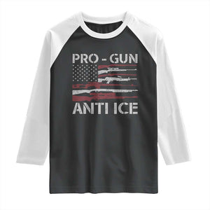 Pro Gun Anti Ice Raglan Shirt Vintage American Flag 2nd Amendment Support TS11 Black White Print Your Wear