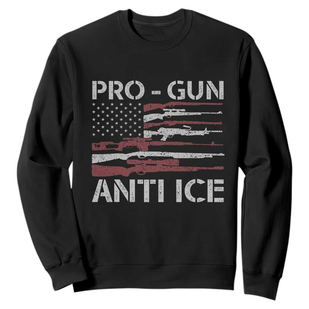 Pro Gun Anti Ice Sweatshirt Vintage American Flag 2nd Amendment Support TS11 Black Print Your Wear