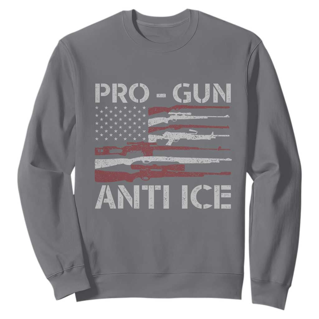 Pro Gun Anti Ice Sweatshirt Vintage American Flag 2nd Amendment Support TS11 Charcoal Print Your Wear