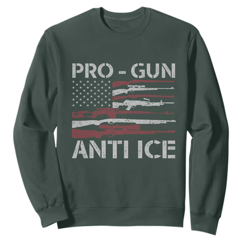 Pro Gun Anti Ice Sweatshirt Vintage American Flag 2nd Amendment Support TS11 Dark Forest Green Print Your Wear