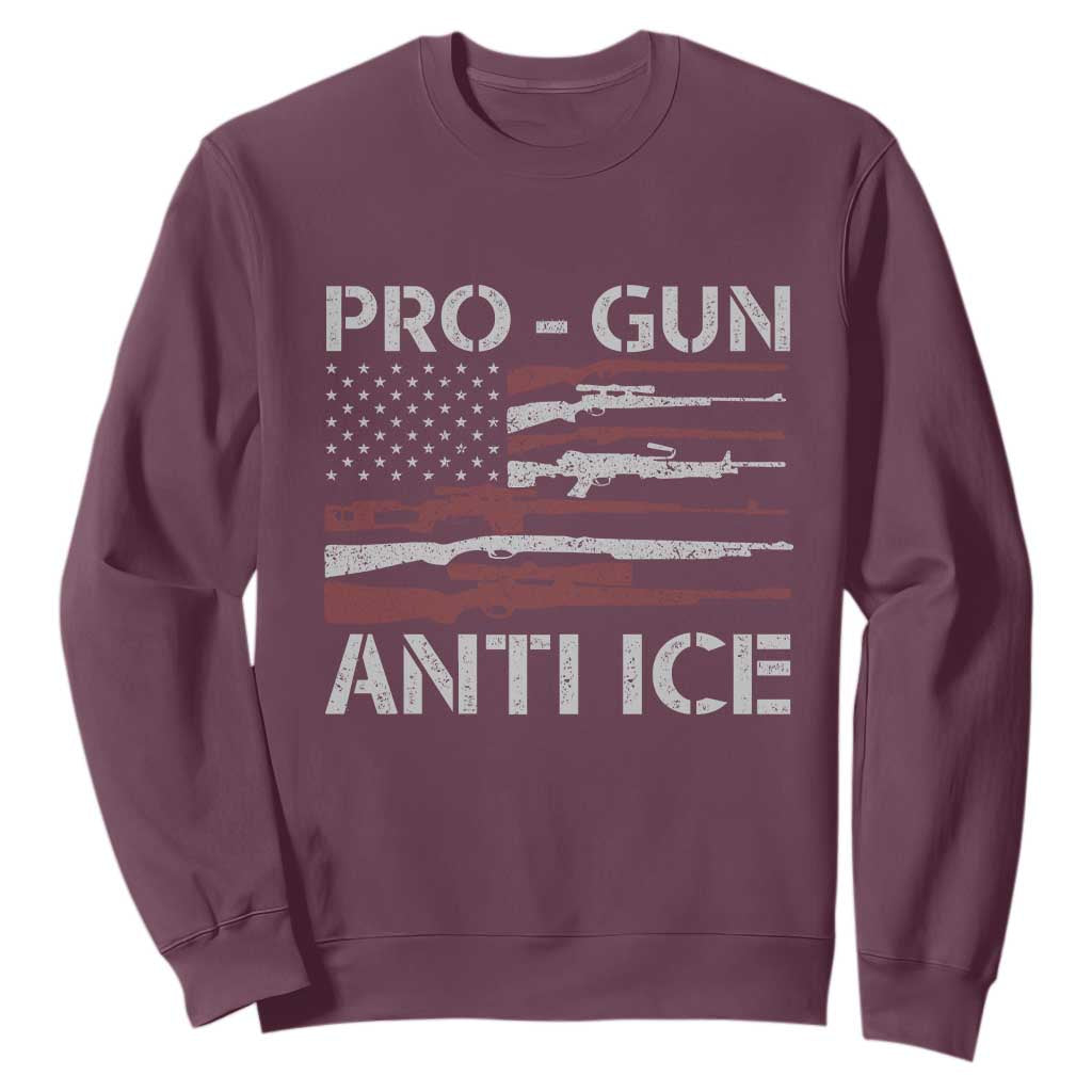 Pro Gun Anti Ice Sweatshirt Vintage American Flag 2nd Amendment Support TS11 Maroon Print Your Wear
