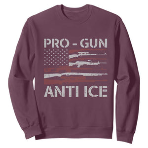 Pro Gun Anti Ice Sweatshirt Vintage American Flag 2nd Amendment Support TS11 Maroon Print Your Wear
