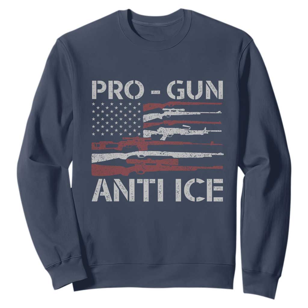 Pro Gun Anti Ice Sweatshirt Vintage American Flag 2nd Amendment Support TS11 Navy Print Your Wear
