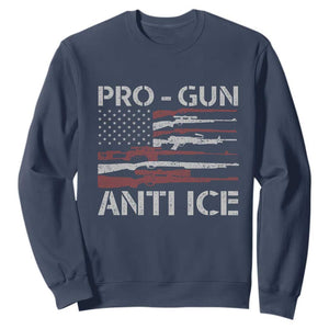 Pro Gun Anti Ice Sweatshirt Vintage American Flag 2nd Amendment Support TS11 Navy Print Your Wear