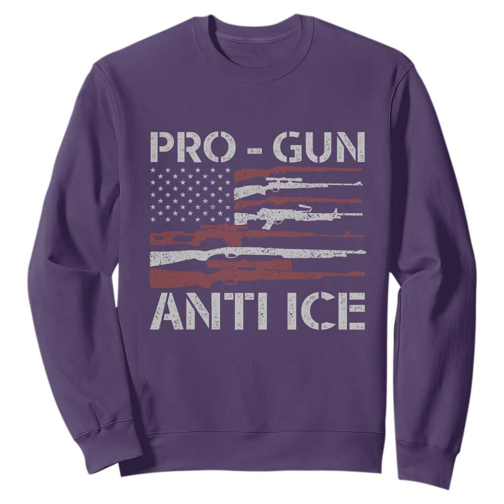 Pro Gun Anti Ice Sweatshirt Vintage American Flag 2nd Amendment Support TS11 Purple Print Your Wear
