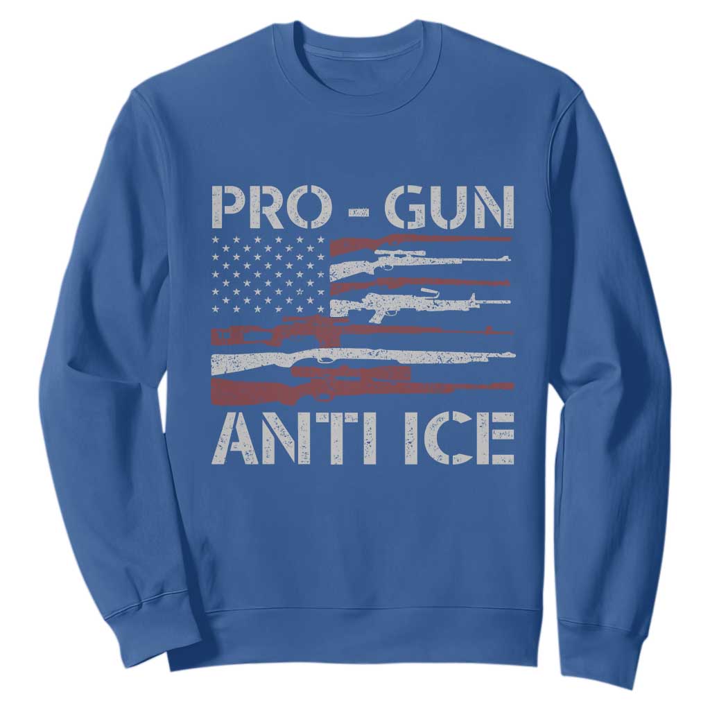 Pro Gun Anti Ice Sweatshirt Vintage American Flag 2nd Amendment Support TS11 Royal Blue Print Your Wear