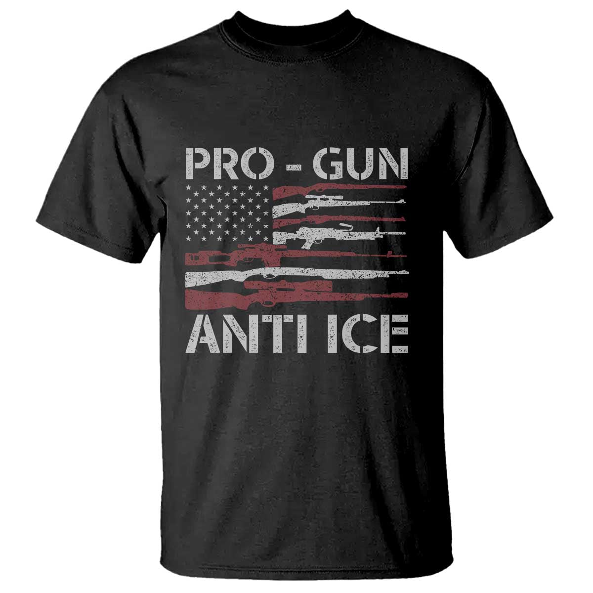 Pro Gun Anti Ice T Shirt Vintage American Flag 2nd Amendment Support TS11 Black Print Your Wear