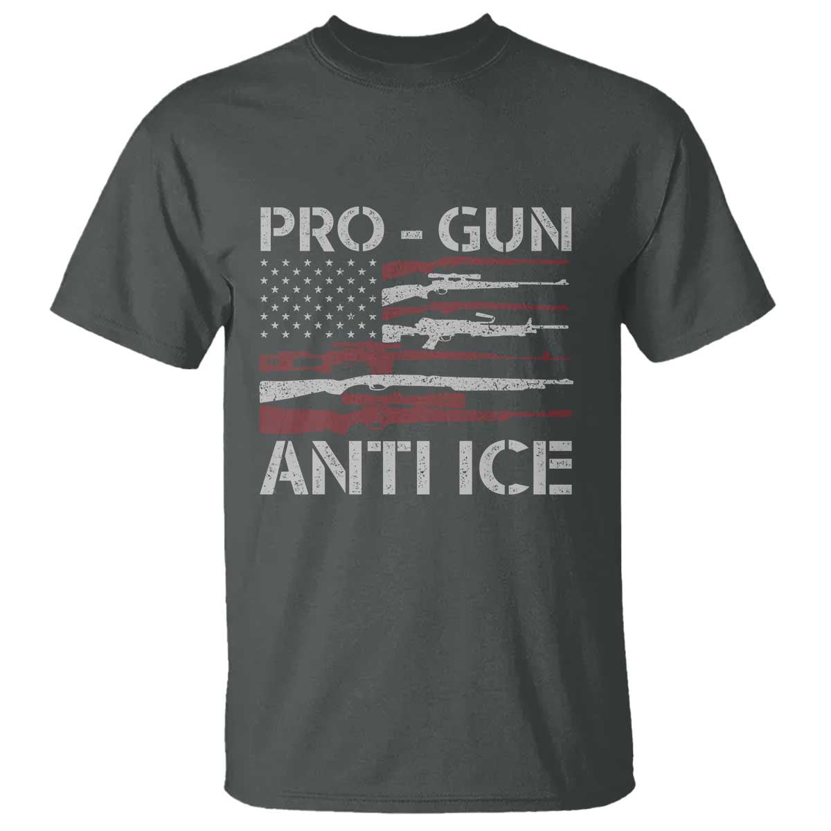 Pro Gun Anti Ice T Shirt Vintage American Flag 2nd Amendment Support TS11 Dark Heather Print Your Wear