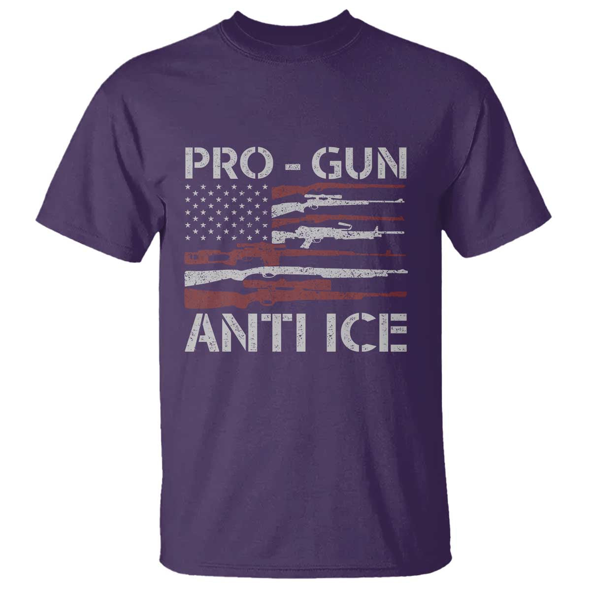 Pro Gun Anti Ice T Shirt Vintage American Flag 2nd Amendment Support TS11 Purple Print Your Wear