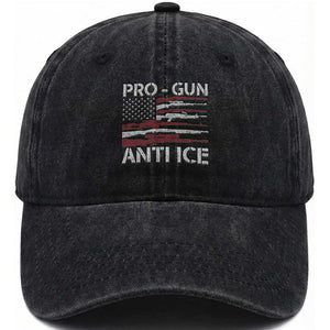 Pro Gun Anti Ice Washed Cotton Baseball Cap Vintage American Flag 2nd Amendment Support TS11 Print Your Wear