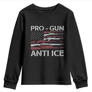 Pro Gun Anti Ice Youth Sweatshirt Vintage American Flag 2nd Amendment Support TS11 Black Print Your Wear