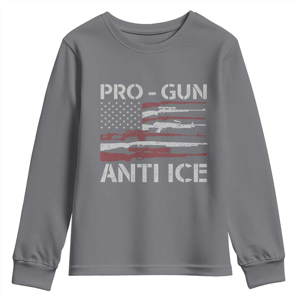 Pro Gun Anti Ice Youth Sweatshirt Vintage American Flag 2nd Amendment Support TS11 Charcoal Print Your Wear