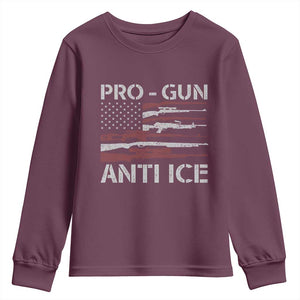 Pro Gun Anti Ice Youth Sweatshirt Vintage American Flag 2nd Amendment Support TS11 Maroon Print Your Wear