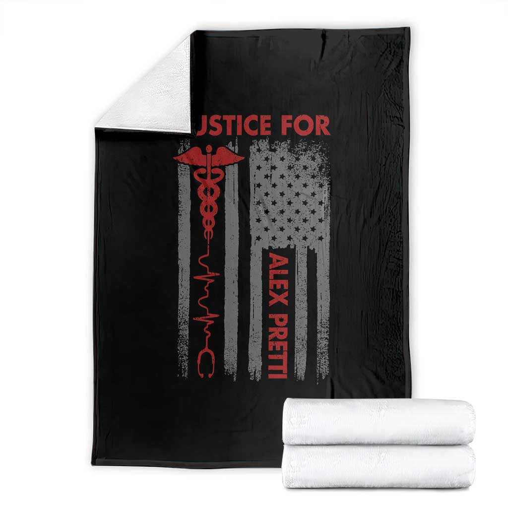 Justice For Alex Pretti Throw Blanket Minneapolis Tribute 2026 ICU Nurse American Flag TS11 Black Print Your Wear