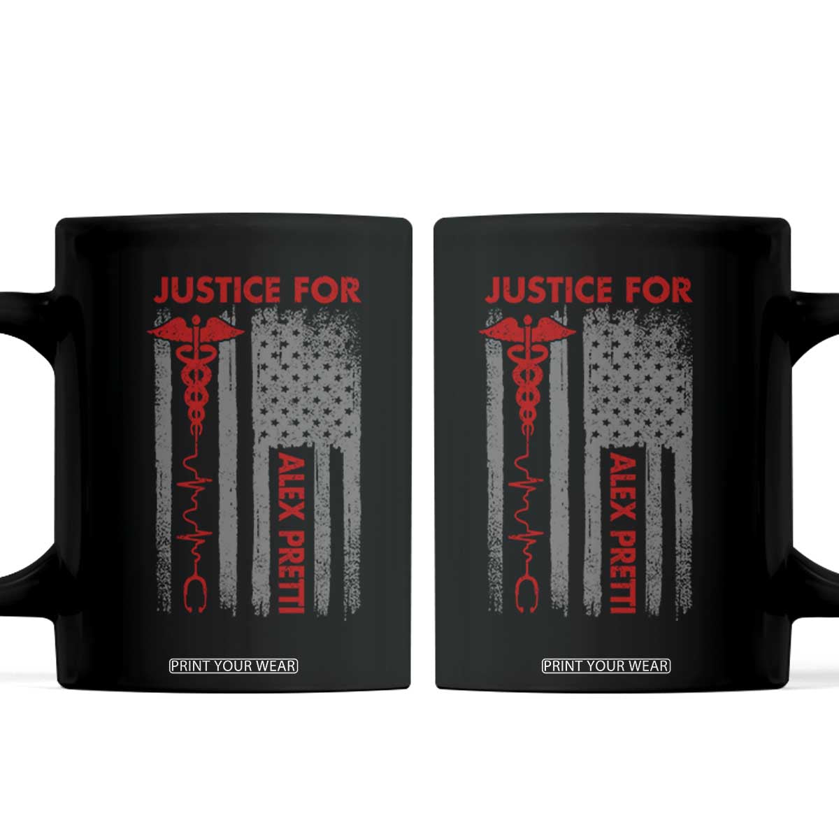 Justice For Alex Pretti Coffee Mug Minneapolis Tribute 2026 ICU Nurse American Flag TS11 Black Print Your Wear