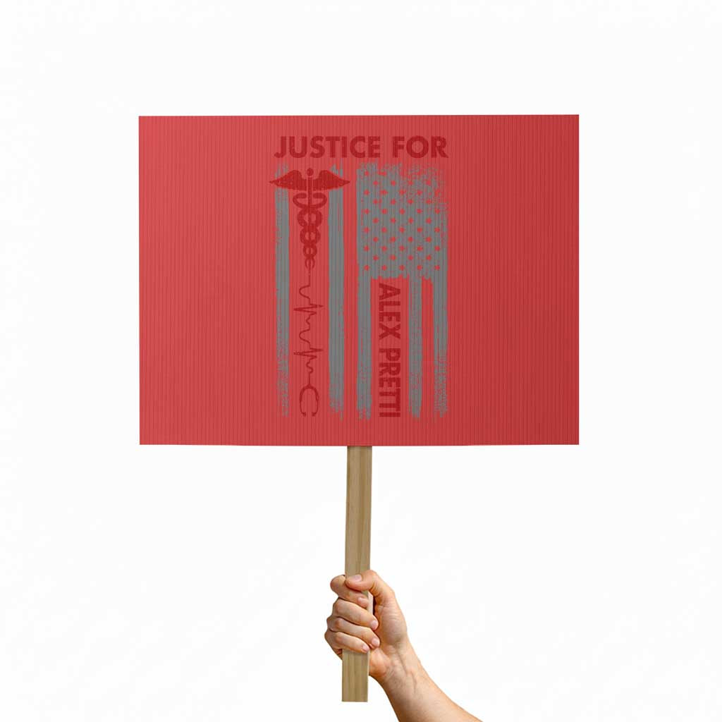 Justice For Alex Pretti Protest Sign Minneapolis Tribute 2026 ICU Nurse American Flag TS11 Horizontal 18