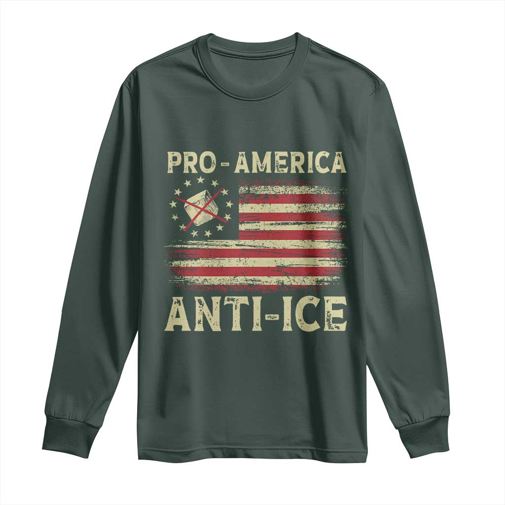 Pro American Anti Ice Long Sleeve Shirt Resist Protest Support Immigrants Refugee TS11 Dark Forest Green Print Your Wear