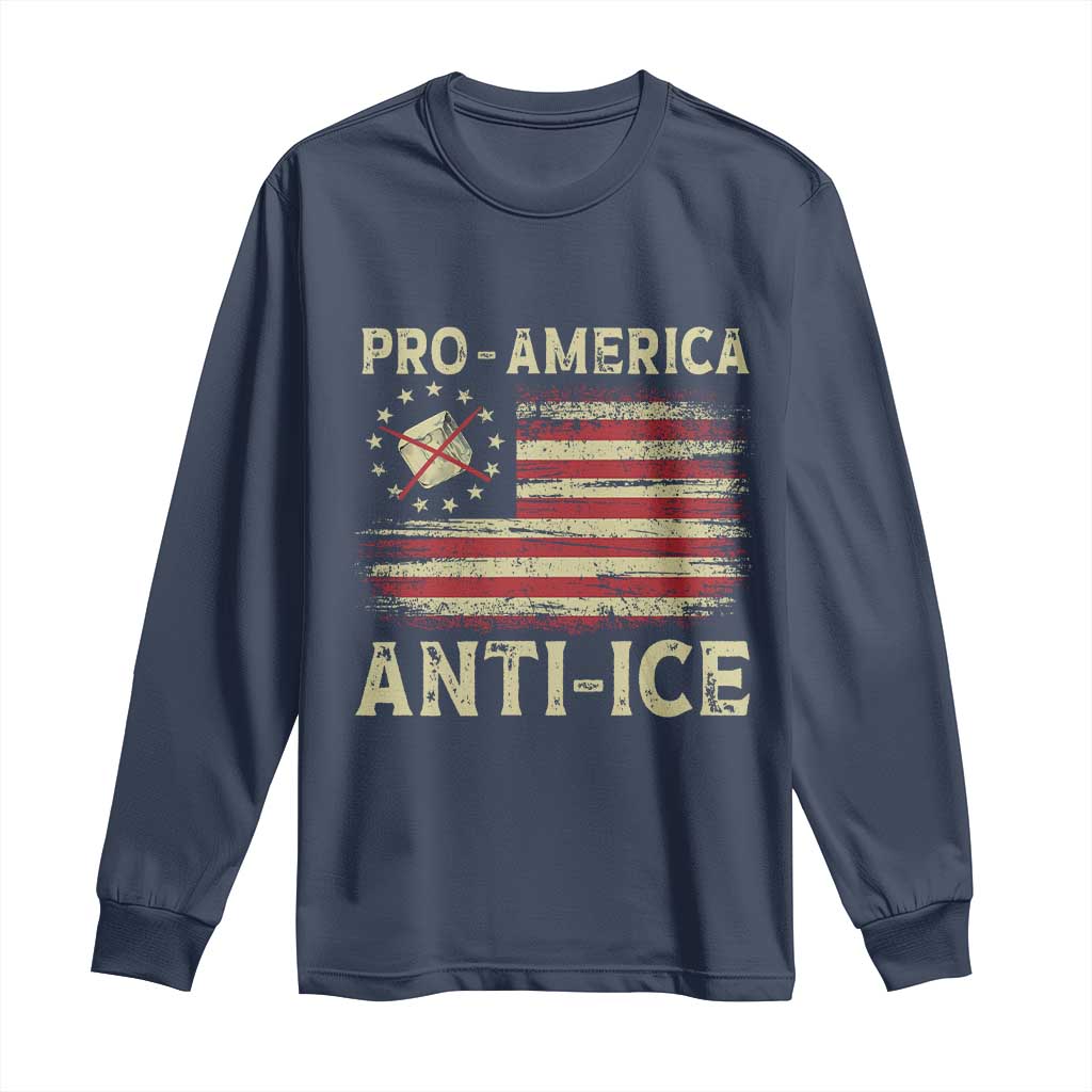 Pro American Anti Ice Long Sleeve Shirt Resist Protest Support Immigrants Refugee TS11 Navy Print Your Wear