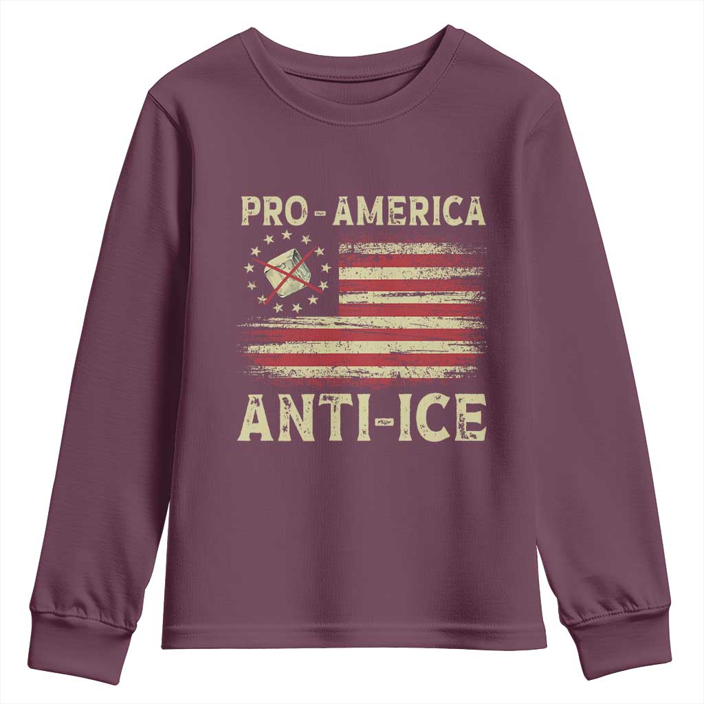 Pro American Anti Ice Youth Sweatshirt Resist Protest Support Immigrants Refugee TS11 Maroon Print Your Wear