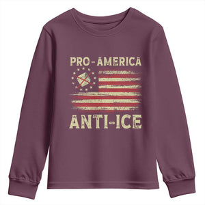 Pro American Anti Ice Youth Sweatshirt Resist Protest Support Immigrants Refugee TS11 Maroon Print Your Wear