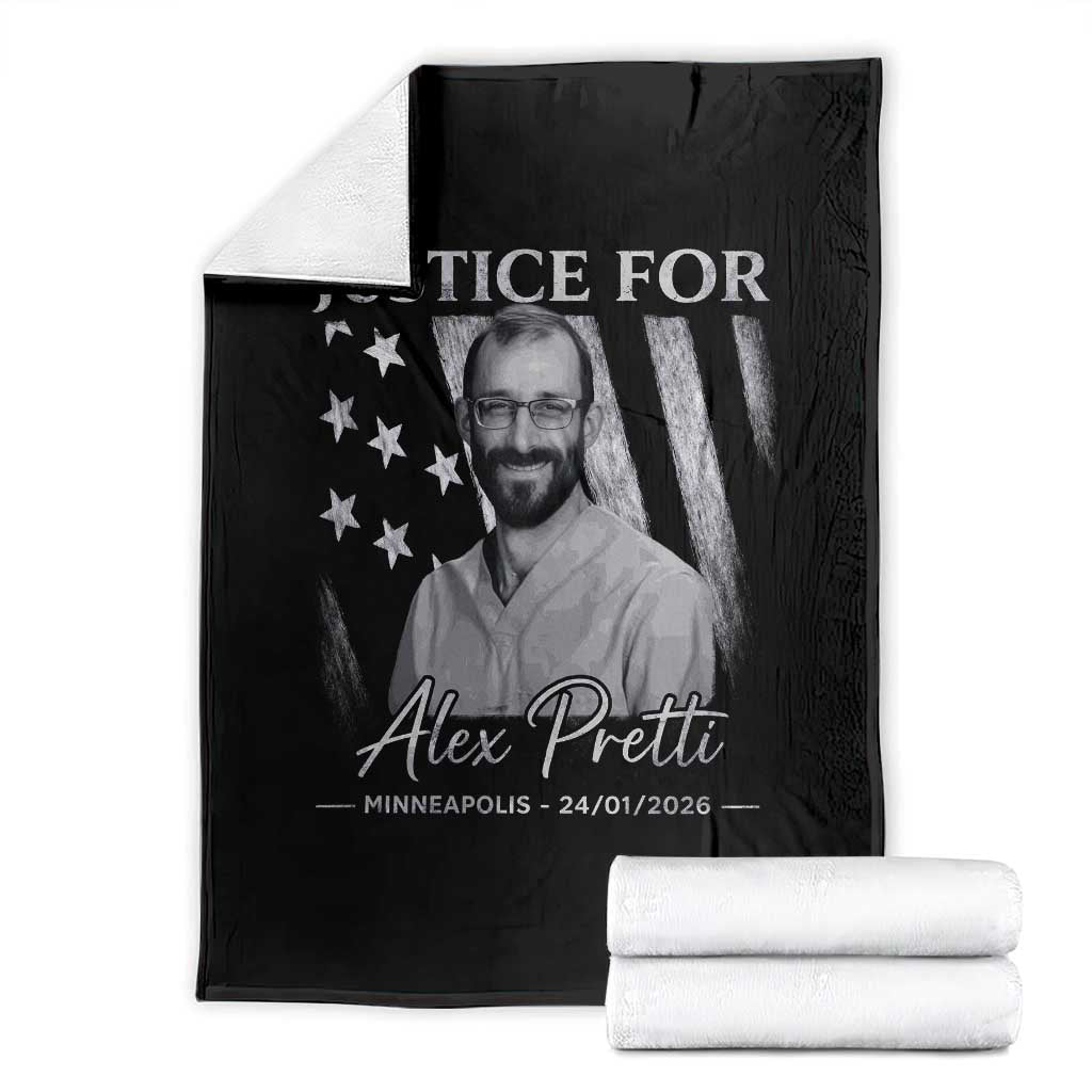Justice For Alex Pretti Throw Blanket Minneapolis Tribute 2026 Vintage American Flag TS11 Black Print Your Wear