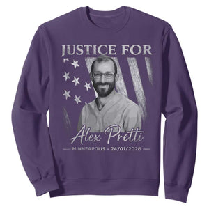 Justice For Alex Pretti Sweatshirt Minneapolis Tribute 2026 Vintage American Flag TS11 Purple Print Your Wear