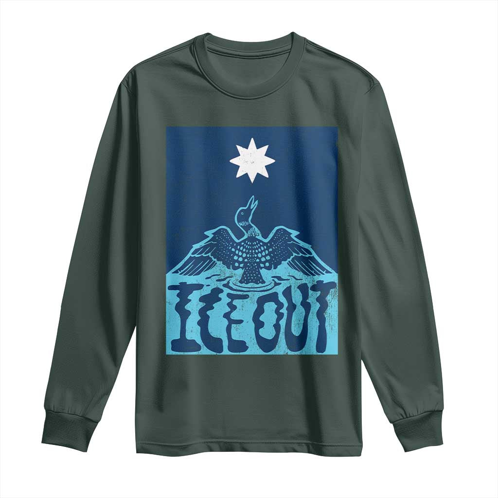 Ice Out Minnesota Loon Long Sleeve Shirt MN State Protest TS11 Dark Forest Green Print Your Wear