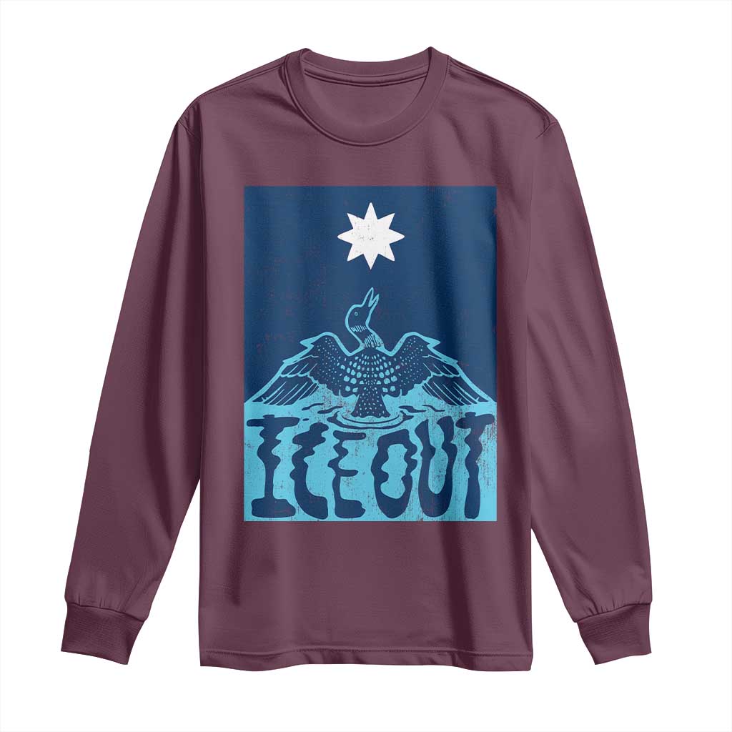 Ice Out Minnesota Loon Long Sleeve Shirt MN State Protest TS11 Maroon Print Your Wear